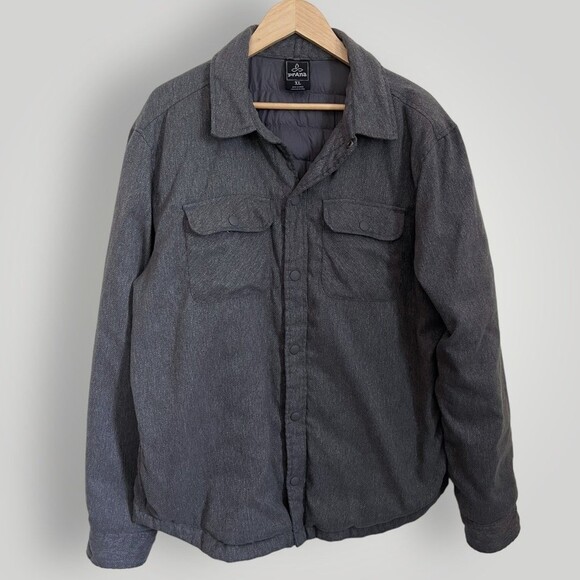 Men's Prana Button Down Showdown Shirt Charcoal Jacket XL - Picture 1 of 9